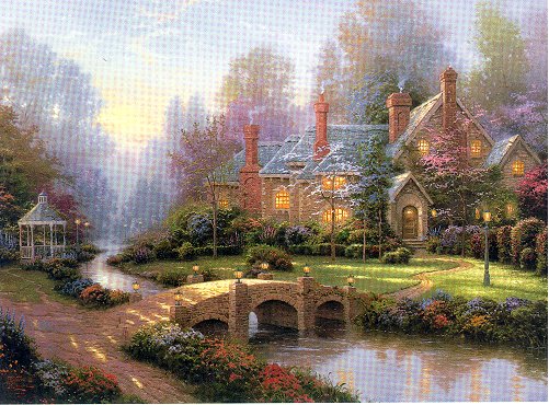 (image for) Handmade oil painting Copy paintings of famous artists Thomas Kinkade's painting, NO.103 - Click Image to Close
